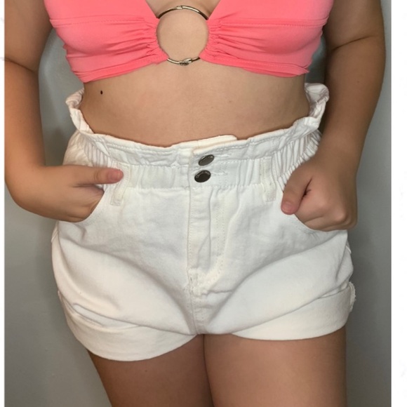 Denim Blvd Pants - Super High Rise White Shorts Size Medium